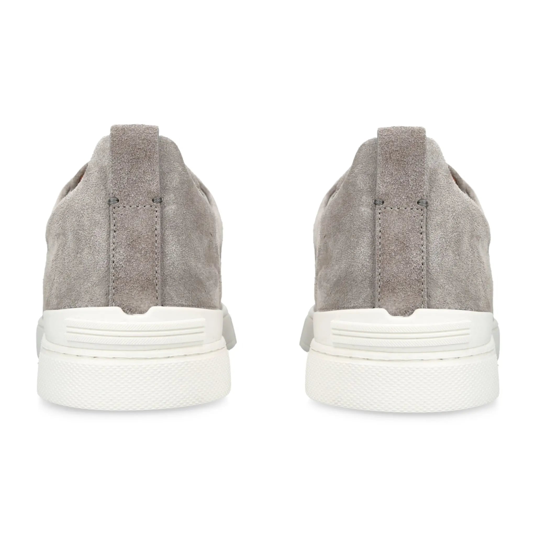 Back View of Zegna Triple Stitch Suede Grey Light Sneaker